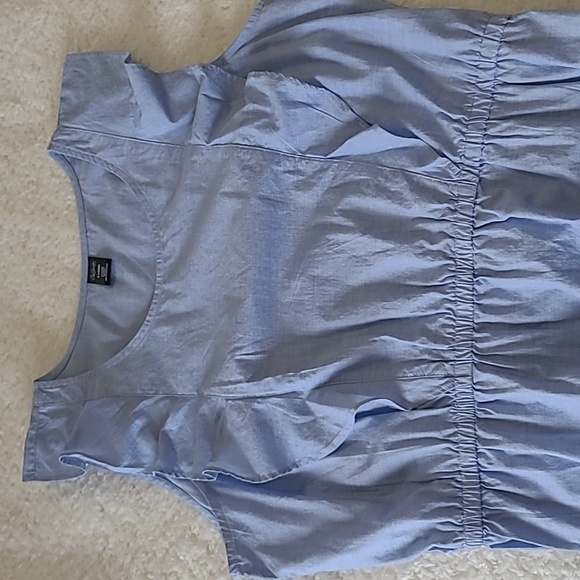 NEW Sleeveless Dress Denim Cotton Blue Penifore Style Ruffle Elastic Waist XL - Picture 5 of 6